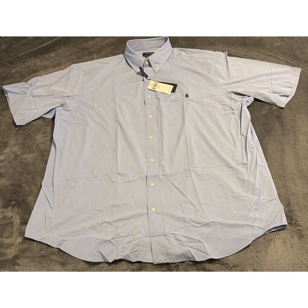 3XLT Polo Ralph Lauren Mens Button Down S/S Blue Shirt Pony
